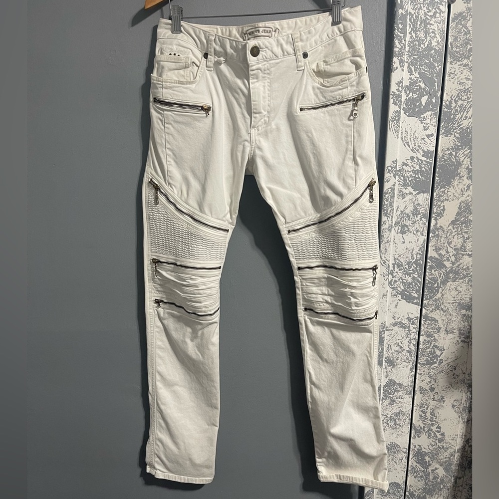 Robin’s Jeans White with embellishments and zippers
